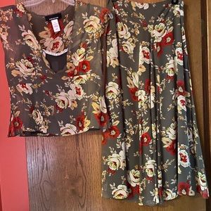 Adorable Summer business attire, two piece skirt set, with eyelet jacket